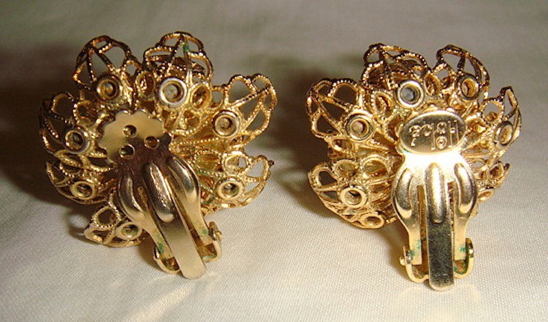 Hobe Pearl & Rhinestone Clip Earrings