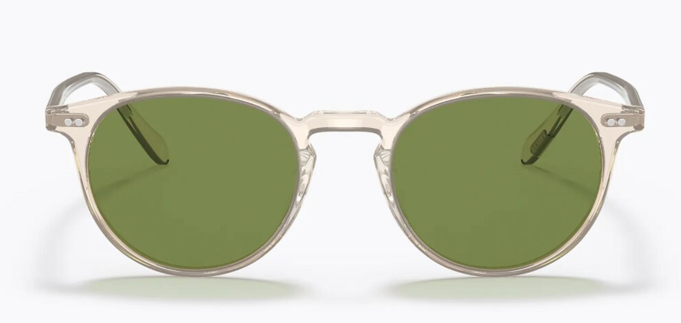 Pre-owned Oliver Peoples 0ov5004su Riley Sun 109452 Buff Polarized Round Unisex Sunglasses In Green