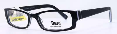 Tempo WP7000 Black Womens Rectangle Full Rim Eyeglasses Frame 52-17-135