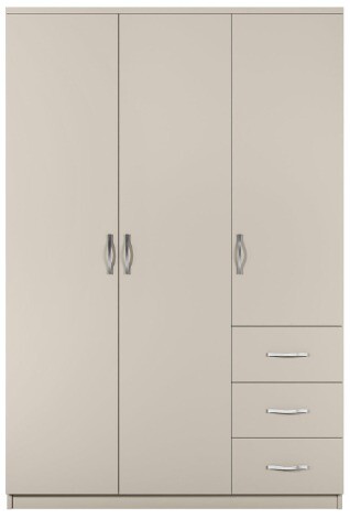 Peru 3 Door 3 Drawer Wardrobe Cashmere H 181 5 W 120 D