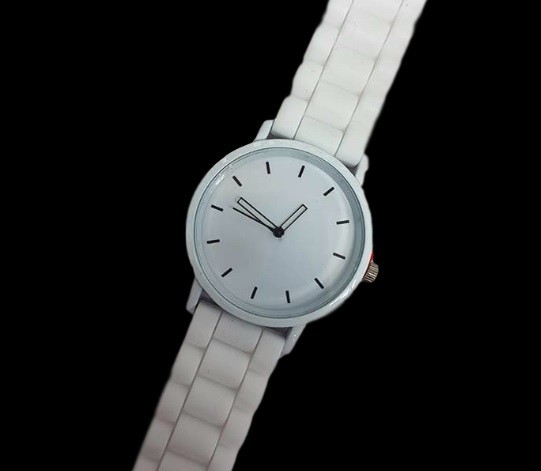 Orologio Da Polso Uomo Donna Giovani Analogico Quarzo Cinturino Gomma Bianco lac