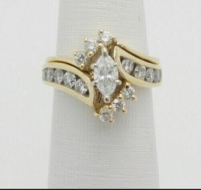 2.50Ct Marquise Cut Lab Created Diamond Engagement Ring 14k Yellow Gold Plated