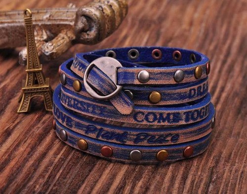 ●tow tow archive● Monda Leather Bracelet Ash Blue TBH52ABA Men's Sodalite & Blue Leather Bracelet Stainless Steel