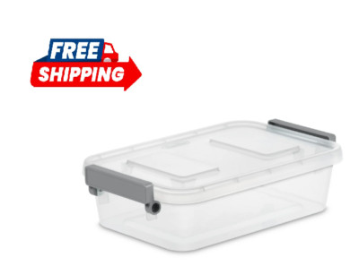 2.7 Qt.Modular Latch Box Plastic Titanium With Free Shipping 1.75 x 7.38 x 3.25.