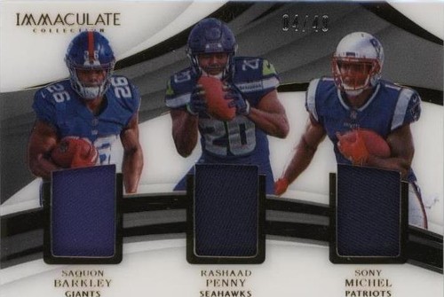 2018 Panini Immaculate Collection Rashaad Penny Saquon Barkley Sony Michel #TR-5