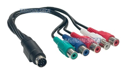Mini DIN 8-pin To Component YPbPr Video + Audio Input/Output Adapter Cable