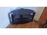 TV table black glass, corner 