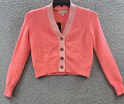 Philosophy V-Neck Cropped Cardigan Women's XS Peach Long Sleeves Button Closure
