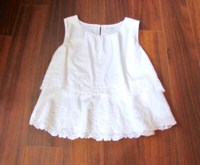 ROLLER RABBIT ~ Pristine! XS ~ Milk Embroidered Tiered Layer Sleeveless Shirt C1