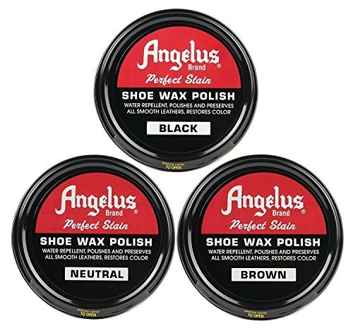 Angelus Shoe Wax Polish Black, Brown, Neutral Variety 3 Pack