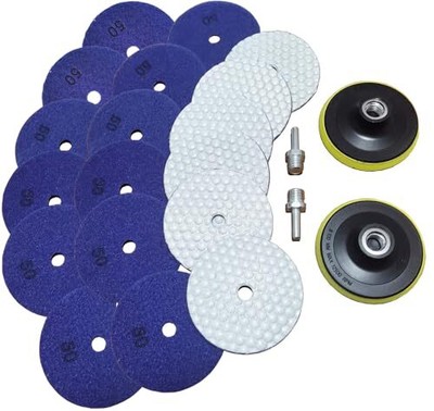 16 Packs Dry Diamond Polishing Pads Dry/Wet Granite Sanding Pad 4 Inch Grit 50