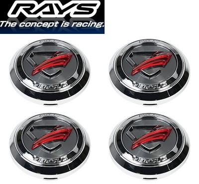 RAYS [No.024 VERSUS VS Center Cap V2 Chrome/RD] Center Cap 4 pieces Tri #OM60FU