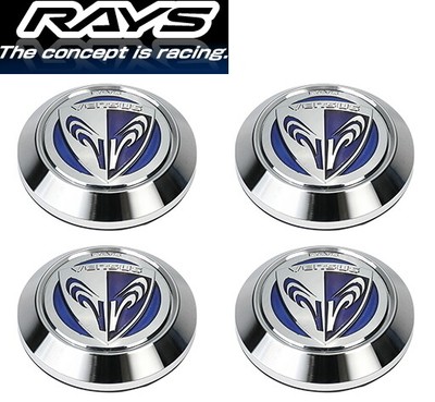 RAYS [No.022 VERSUS VS Center Cap V1 Chrome/BL] 4 center caps [VOUGE (R #OM8L1D