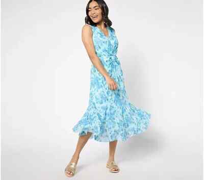 Isaac Mizrahi Live! Petite Always Isaac Twist Front Mesh Mi Floral Ikat,Pet S