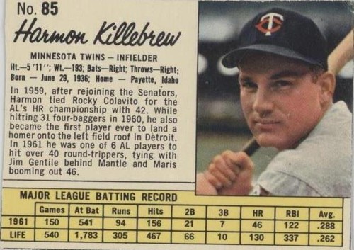 1962 Jell-O - Harmon Killebrew #85