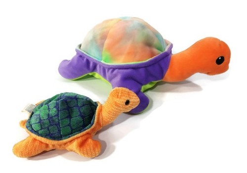 TY Turtle Pillow Pal Plush 1998 Tie-Dye & Peekaboo 2000 Turtle Bean Plush Toy