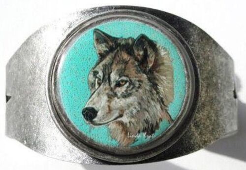 Grey Wolf Original Art Cuff Bracelet