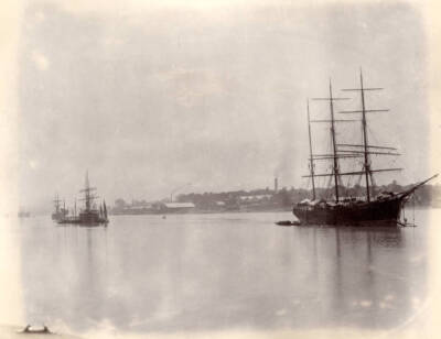 Sailing ships on the Hoogly River in West Bengal India 1890 OLD PHOTO