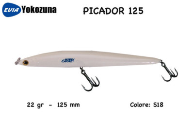 MINNOW PICADOR YOKOZUNA 125  Col. S18 WHITE PEARL LIPLESS 22 GR SINKING SPINNIN