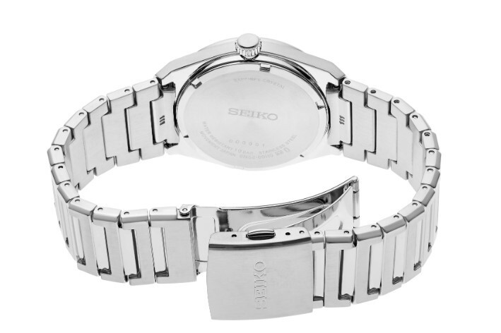 Pre-owned Seiko Essentials Silver Pressed Pattern Sleekly Angled Dial Men's Watch Sur553p1