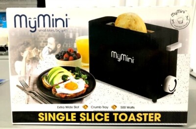 Brand New - MyMini Extra Wide Single Slice Bread and Bagel Toaster Black