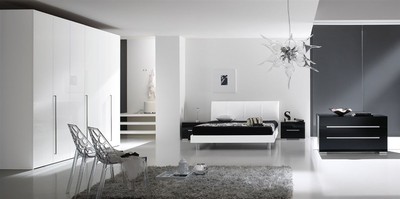 COMO'  CON 2  COMODINI  NERO LUCIDO   CAMERA DA LETTO