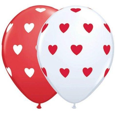 11 Inch Big Hearts Red amp White Balloons 100CT