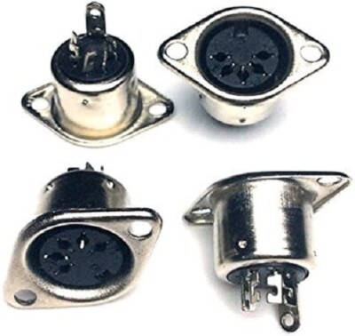 4x Female 5-Pin Jack Socket Connector Panel Mount Soldering 5 Pin MIDI DIN USA