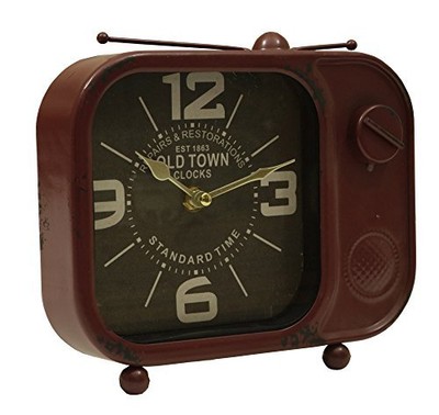 Retro TV Table Top Clock Brick Red