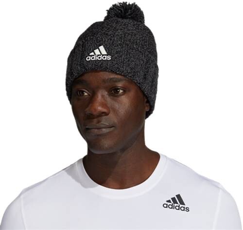 Мужская зимняя шапка Adidas Recon 3 Ballie Pom Beanie, один размер, черный, серый #IQ5604