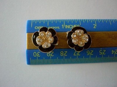 2 Hole Slider Beads Double Flower Black Made With Swarovski Elements 5 Pcs