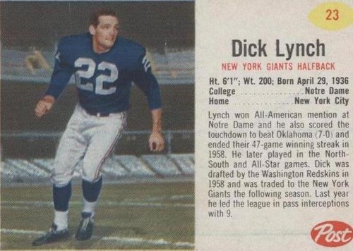 1962 Post Dick Lynch #23