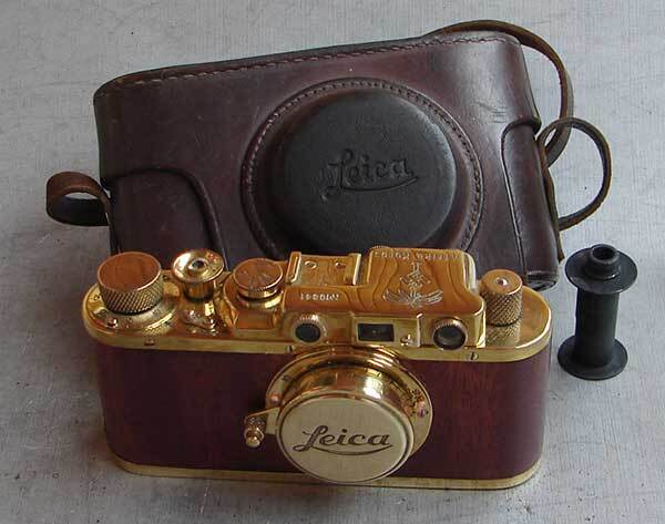 Leica II D Afrika Korps copy Gold-Wood in leather case (FED