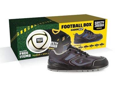 Safety Jogger Fussball-Box: Safety Shoe Cador S1P+ Shirt + Crew Socks +