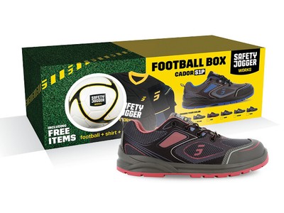 Safety Jogger Fussball-Box: Safety Shoe Cador S1P+ Shirt + Socks + Fussba
