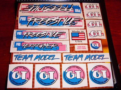 1987 GT BMX Pro Performer Dyno restoration decal set on clear PINK Araya