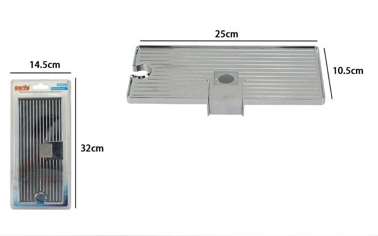Mensola Per Saliscendi Doccia Bagno In Abs Cromato 25x10,5cm dfh