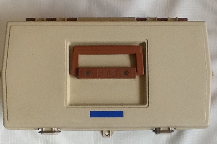 VINTAGE PLANO 757 4 DRAWER TACKLE BOX with 7 SALMON FISHING SPINNERS INSIDE