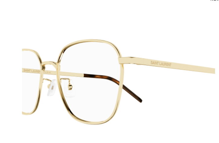 Pre-owned Saint Laurent Sl 646/f 003 Gold Round Women's Eyeglasses In Clear