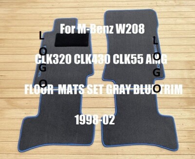  For M-Benz W208 CLK320 CLK430 CLK55 AMG FLOOR  MATS SET GRAY BLUE TRIM 1998-02