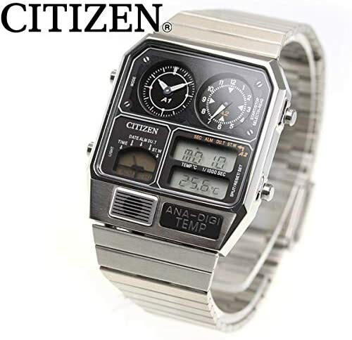 Pre-owned Citizen Ana-digi Temp Jg2101-78e Silver Analog Digital Men Watch From Japan