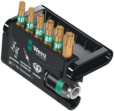 Wera TORX-Bits + Universal Bitholder Bit-Check 7 TX Diamond 1