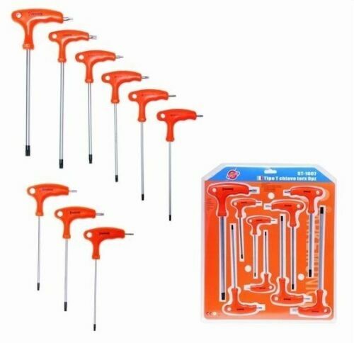 Set 9 Chiavini Maschio Torx Con Impugnatura A T In Acciaio Cromo Vanadio awe