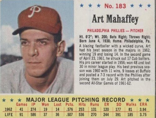 1963 Jell-O - Art Mahaffey #183