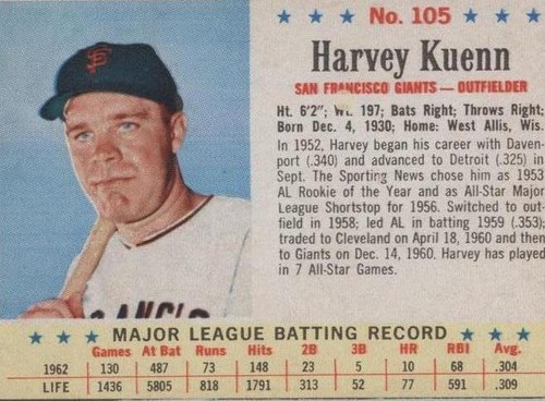 1963 Post - Harvey Kuenn #105