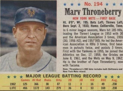 1963 Post - Marv Throneberry #194