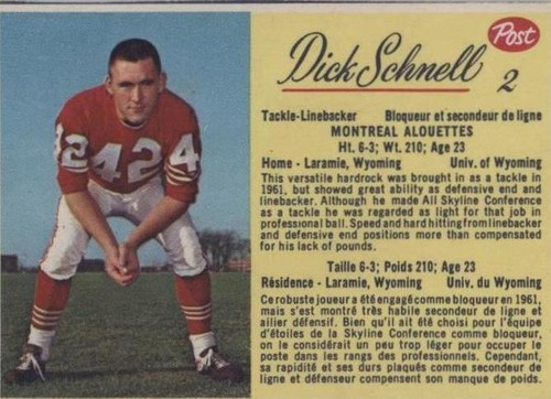1963 Post CFL Dick Schnell #2