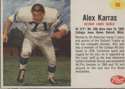 1962 Post Alex Karras #50