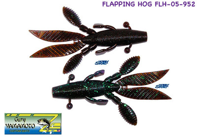 GARY YAMAMOTO FLAPPIN  HOG LG GREEN PUMPKIN FLH-05-952 5 PZ SPINNING BLACK BASS