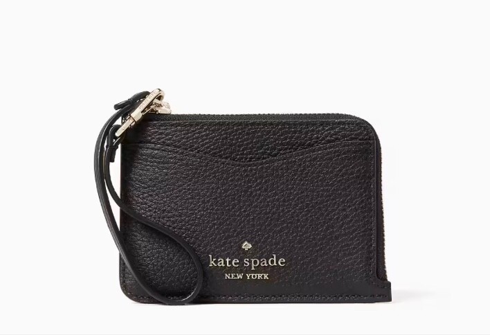 New Kate Spade Leila Small Card Holder Wristlet Black  WLR00398 $119